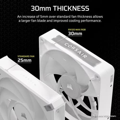 CORSAIR iCUE LINK RX120 MAX RGB 120mm Cabinet Fan – White (Triple Pack)